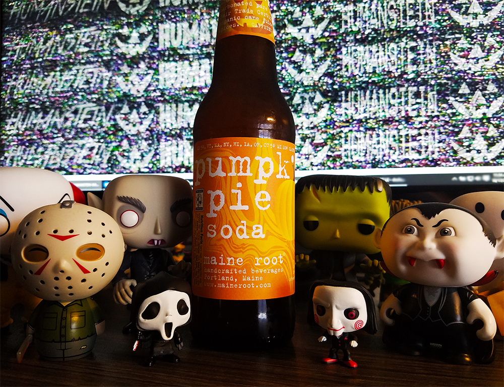 Maine Root Pumpkin Pie Soda, surrounded my spookiest desk buddies.